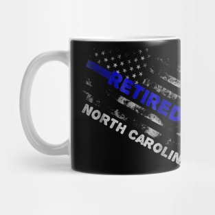 Thin Blue Line Distressed Retired Police North Carolina Gift Mug